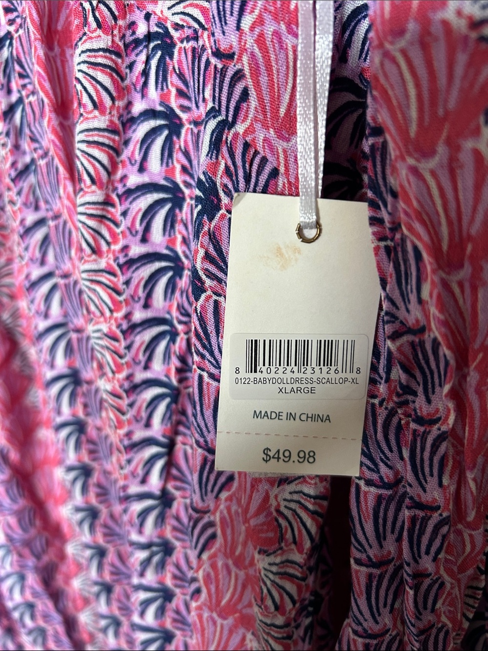 Simply Southern Pink Patterned V-Neck Mini Dress NWT XL - Picture 9 of 9